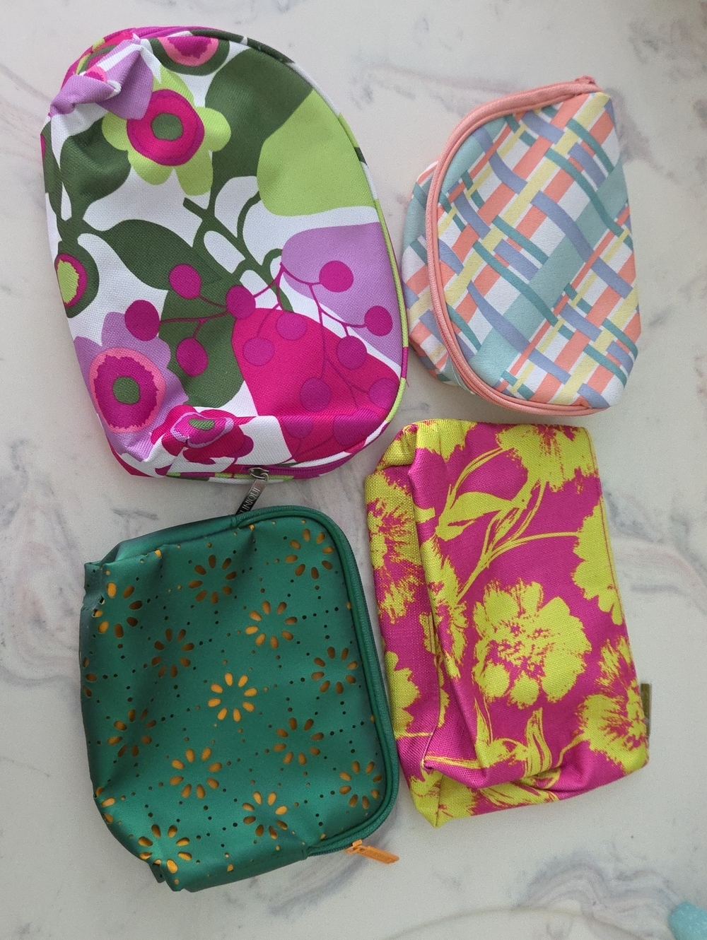 Clinique Colorful Floral and Patterned Cosmetic Pouch Set Of 4
